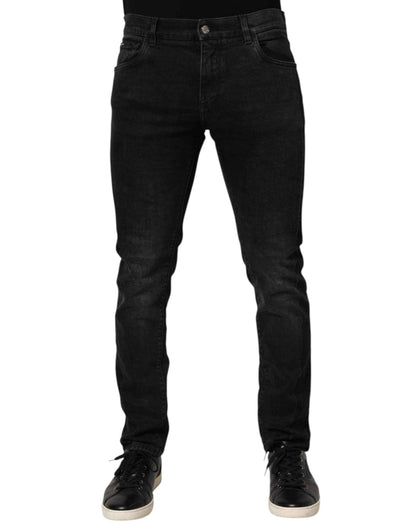 Dolce & Gabbana Black Slim Fit Stretch Men Denim Pants Jeans by Dolce & Gabbana