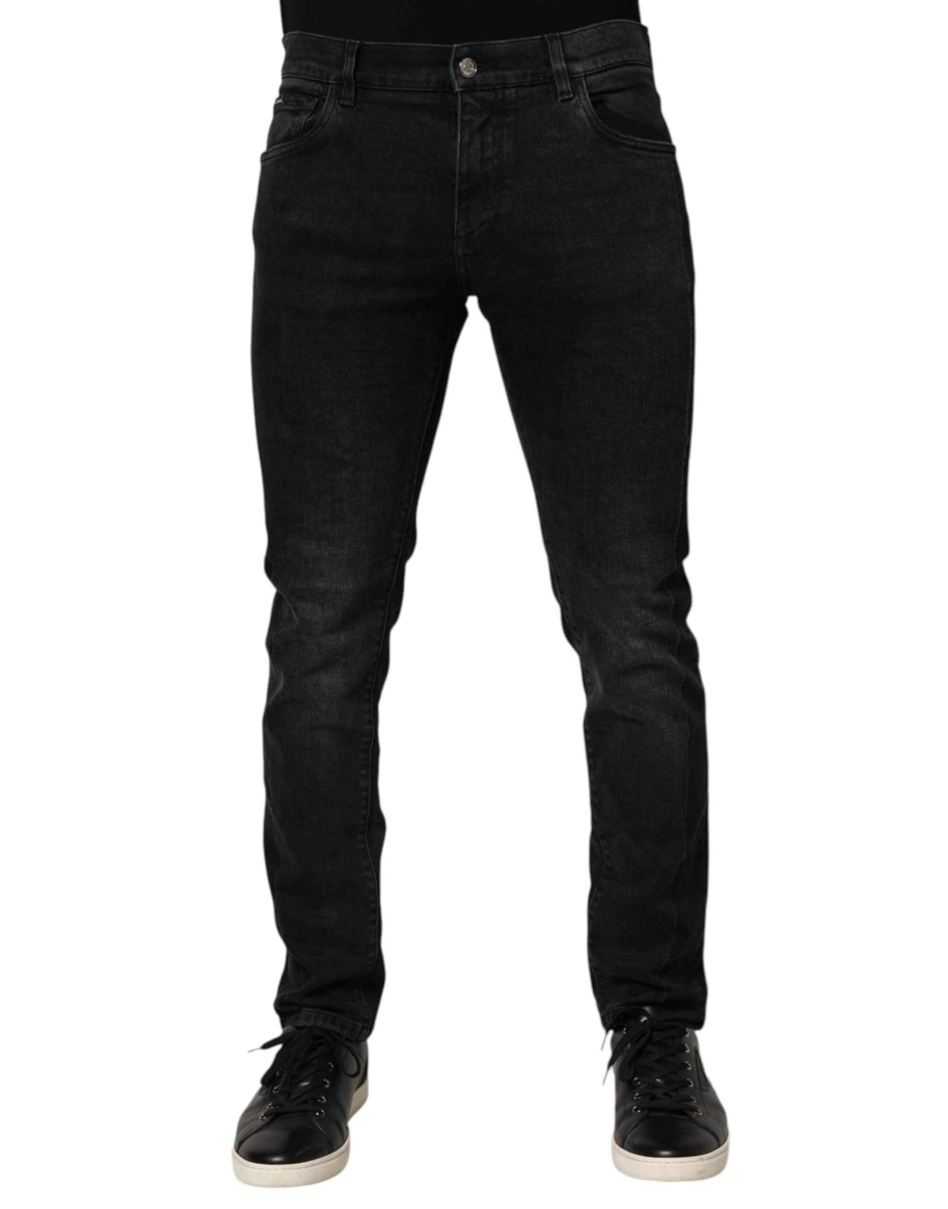 Dolce & Gabbana Black Slim Fit Stretch Men Denim Pants Jeans by Dolce & Gabbana