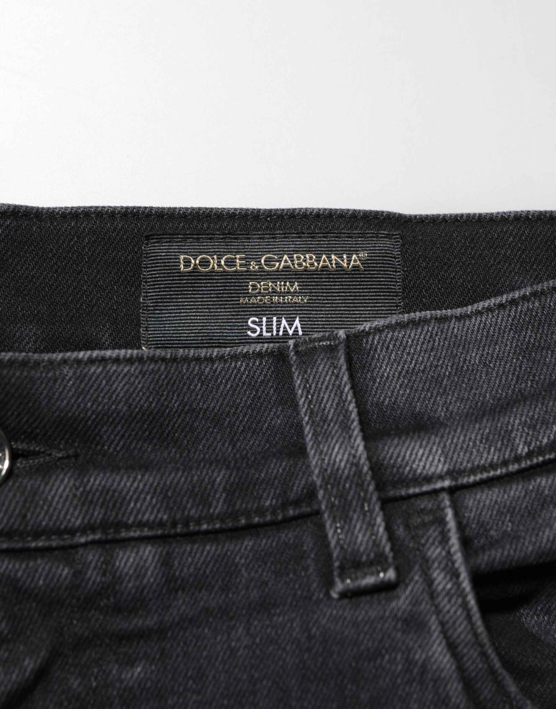 Dolce & Gabbana Black Slim Fit Stretch Men Denim Pants Jeans by Dolce & Gabbana