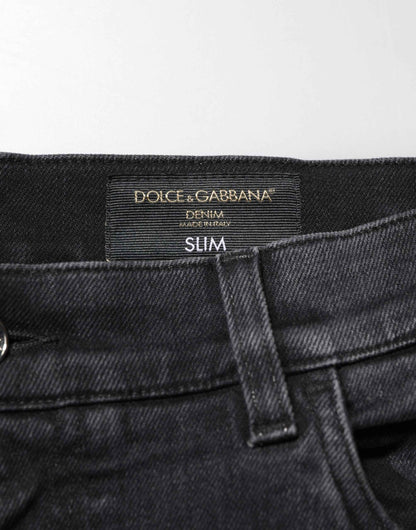 Dolce & Gabbana Black Slim Fit Stretch Men Denim Pants Jeans by Dolce & Gabbana