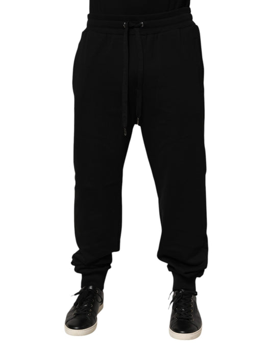 Dolce & Gabbana Black Cotton Drawstring Logo Sweatpants Pants - from Dolce & Gabbana