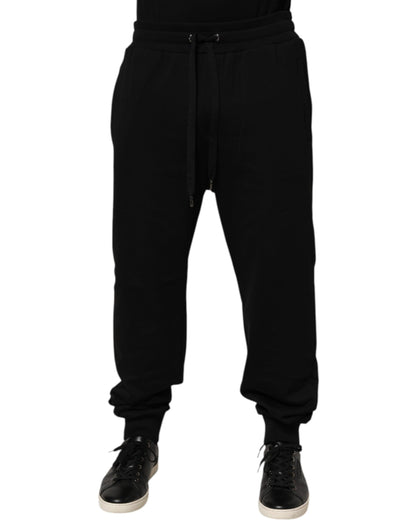Dolce & Gabbana Black Cotton Drawstring Logo Sweatpants Pants - from Dolce & Gabbana