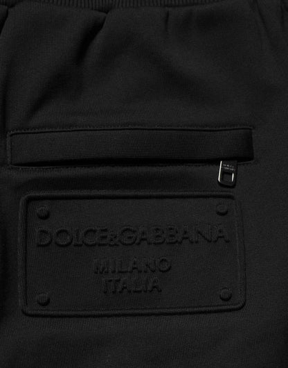 Dolce & Gabbana Black Cotton Drawstring Logo Sweatpants Pants by Dolce & Gabbana
