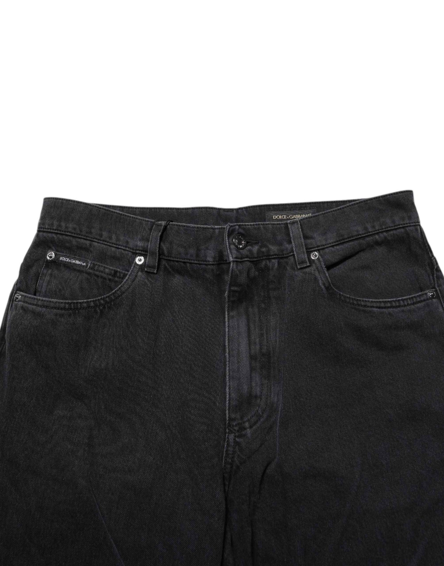Dolce & Gabbana Black Cotton Logo Men Mid Waist Denim Jeans by Dolce & Gabbana