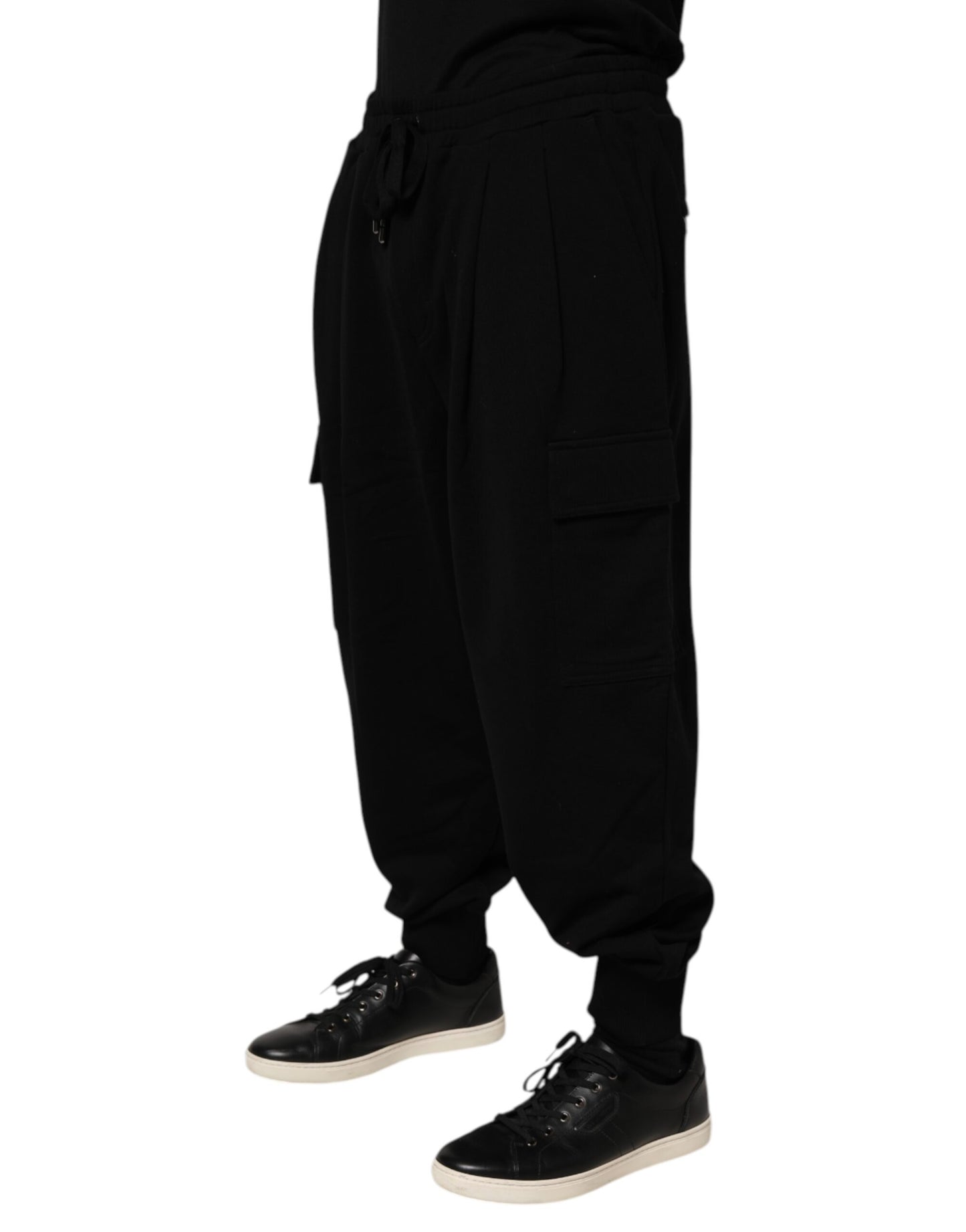 Dolce & Gabbana Black Cotton Blend Cargo Joggers Drawstring Pants - from Dolce & Gabbana