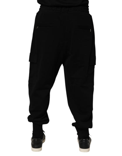 Dolce & Gabbana Black Cotton Blend Cargo Joggers Drawstring Pants - from Dolce & Gabbana