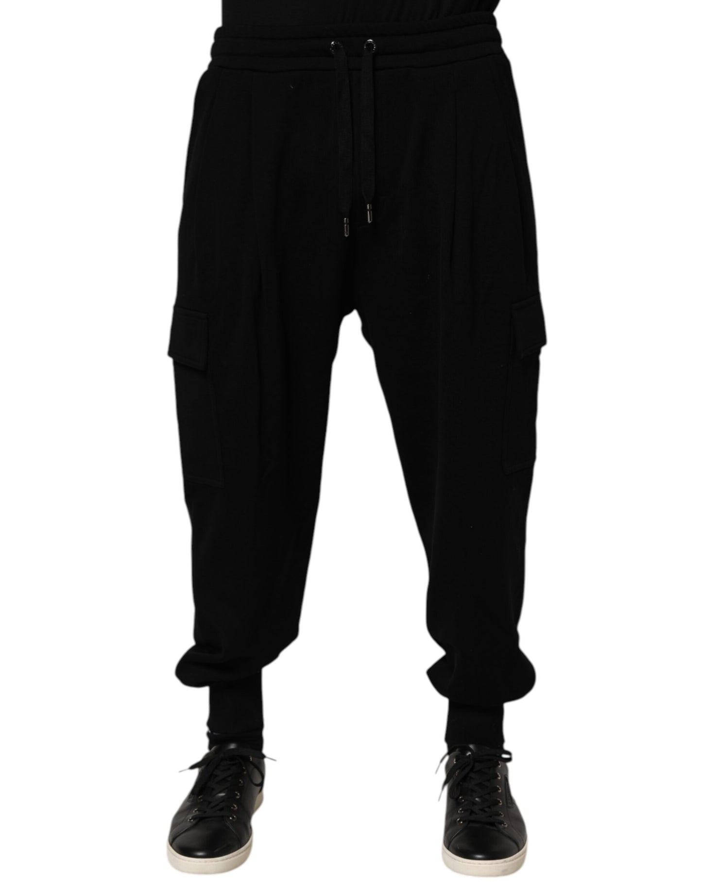 Dolce & Gabbana Black Cotton Blend Cargo Joggers Drawstring Pants - from Dolce & Gabbana