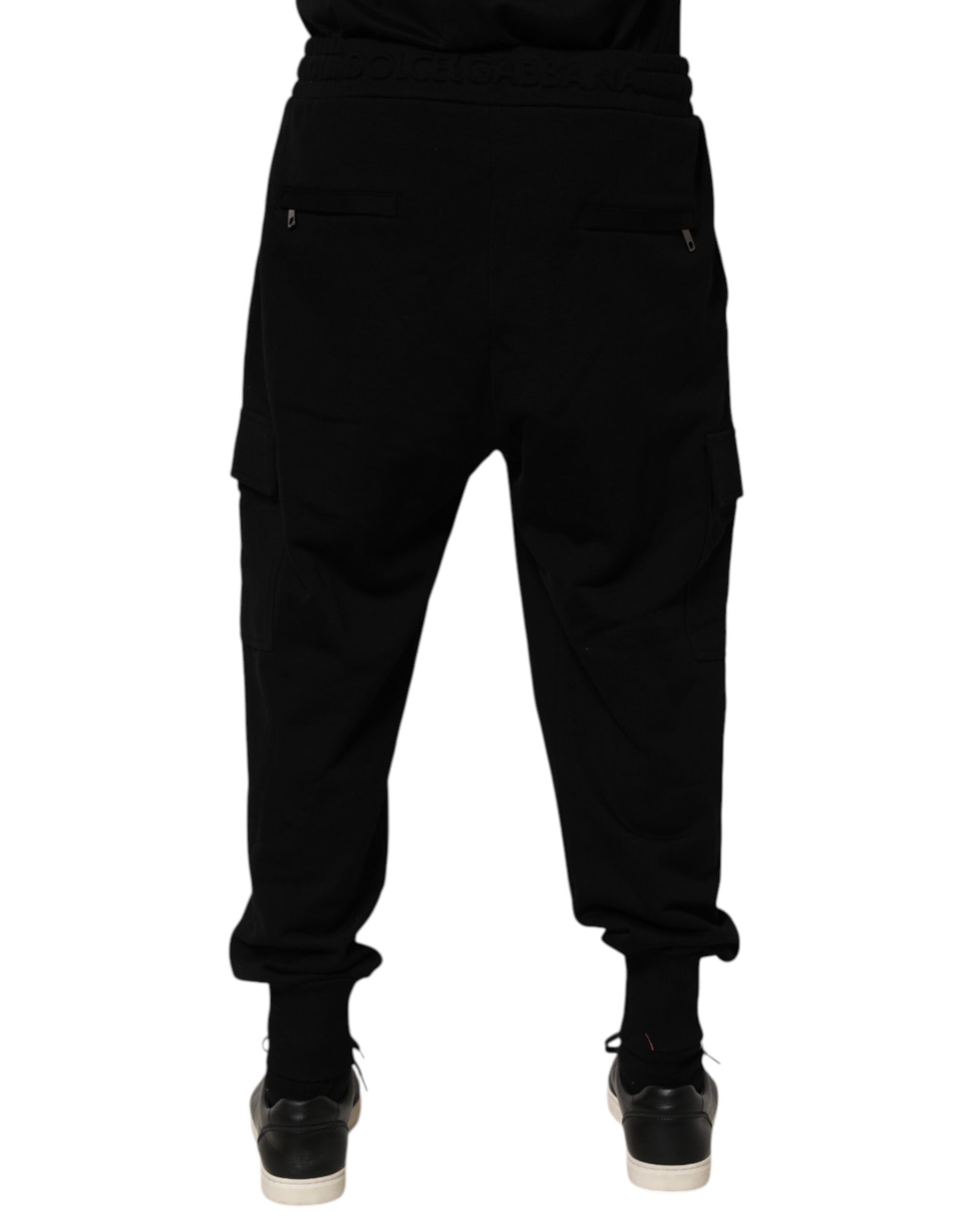 Dolce & Gabbana Black Cotton Blend Cargo Joggers Drawstring Pants - from Dolce & Gabbana