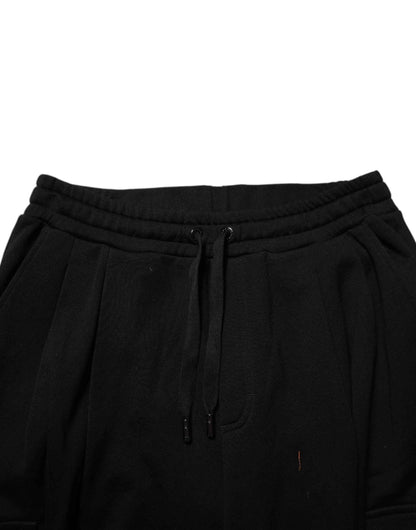Dolce & Gabbana Black Cotton Blend Cargo Joggers Drawstring Pants by Dolce & Gabbana