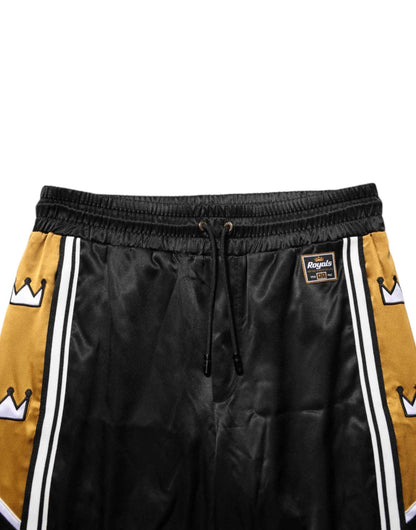 Dolce & Gabbana Black Gold Satin Crown Side Stripe Jogger Pants by Dolce & Gabbana