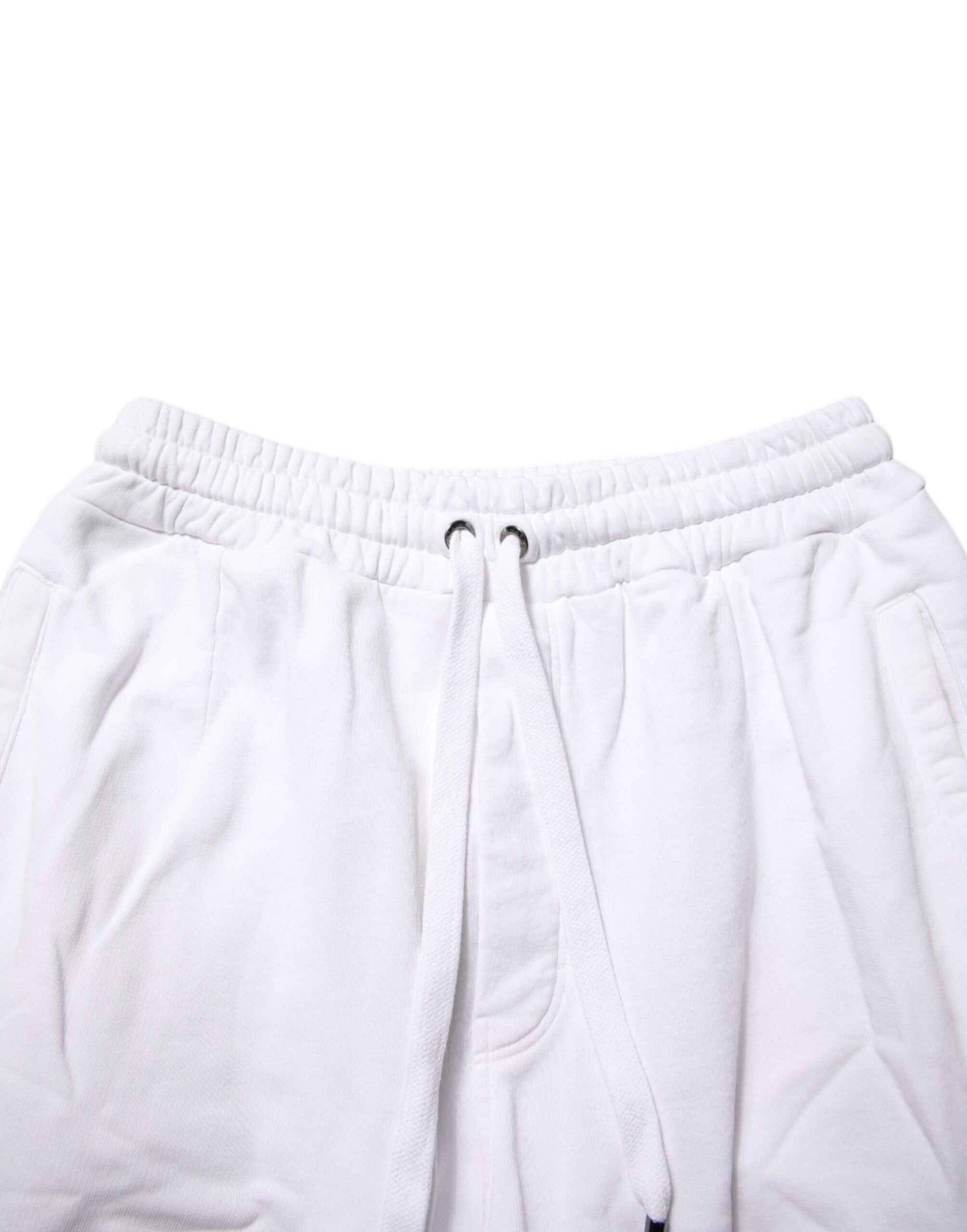 Dolce & Gabbana White Cotton Cargo Trousers Logo Patch Pants by Dolce & Gabbana