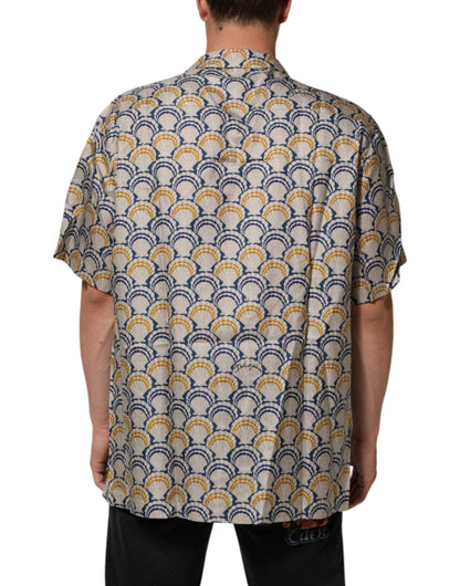Dolce & Gabbana Cream Cotton Silk Hawaii Scallop Shell Print Shirt by Dolce & Gabbana