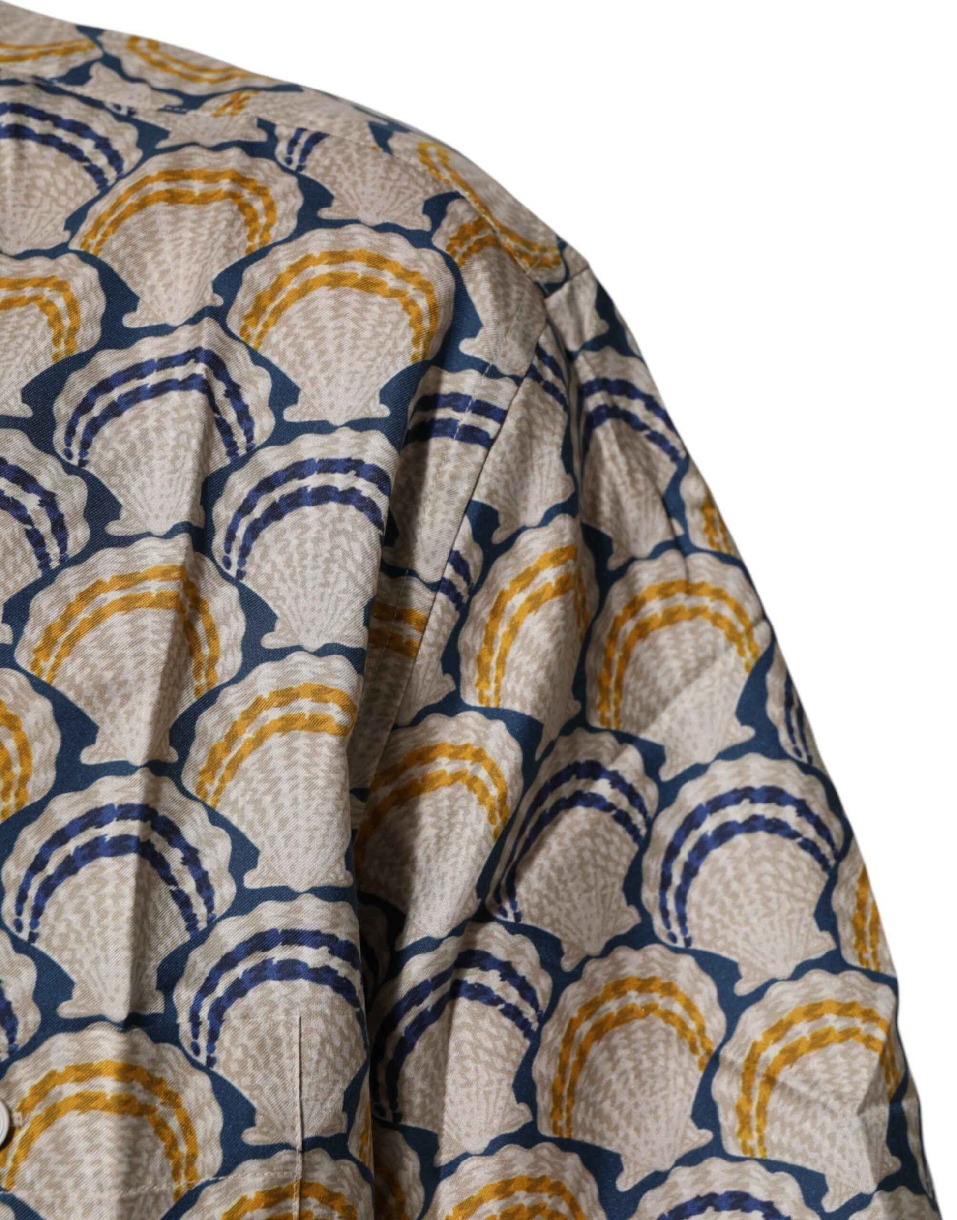 Dolce & Gabbana Cream Cotton Silk Hawaii Scallop Shell Print Shirt by Dolce & Gabbana
