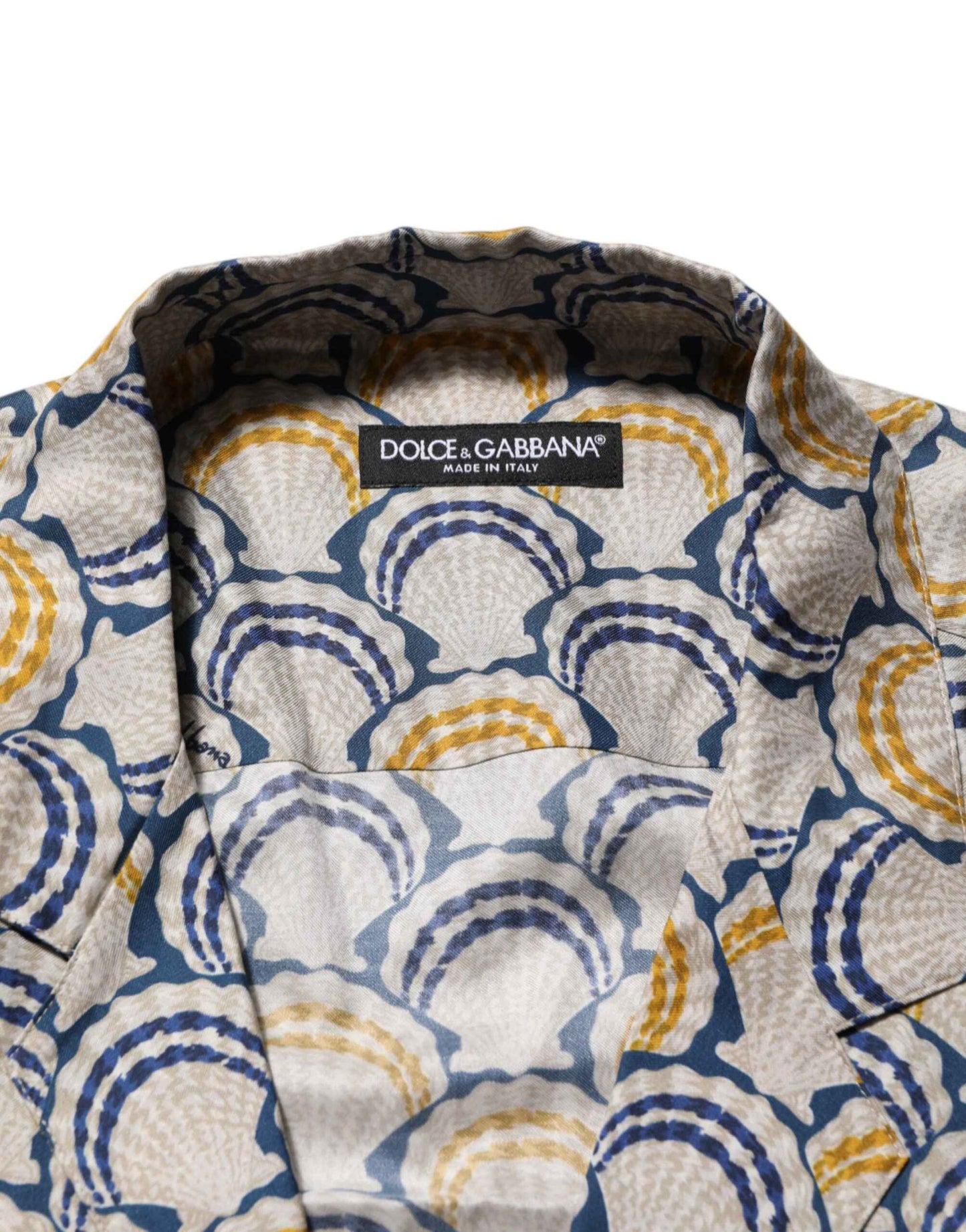 Dolce & Gabbana Cream Cotton Silk Hawaii Scallop Shell Print Shirt by Dolce & Gabbana