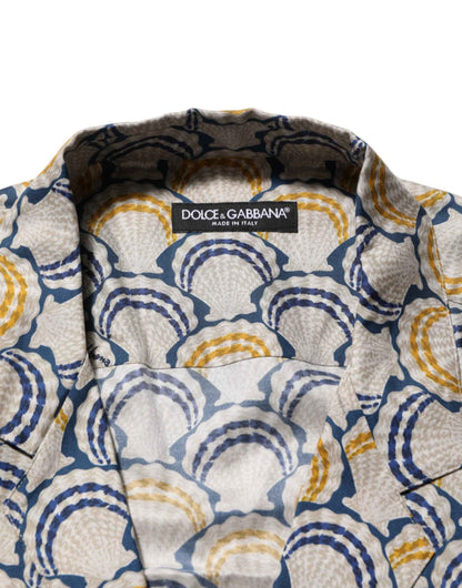 Dolce & Gabbana Cream Cotton Silk Hawaii Scallop Shell Print Shirt by Dolce & Gabbana