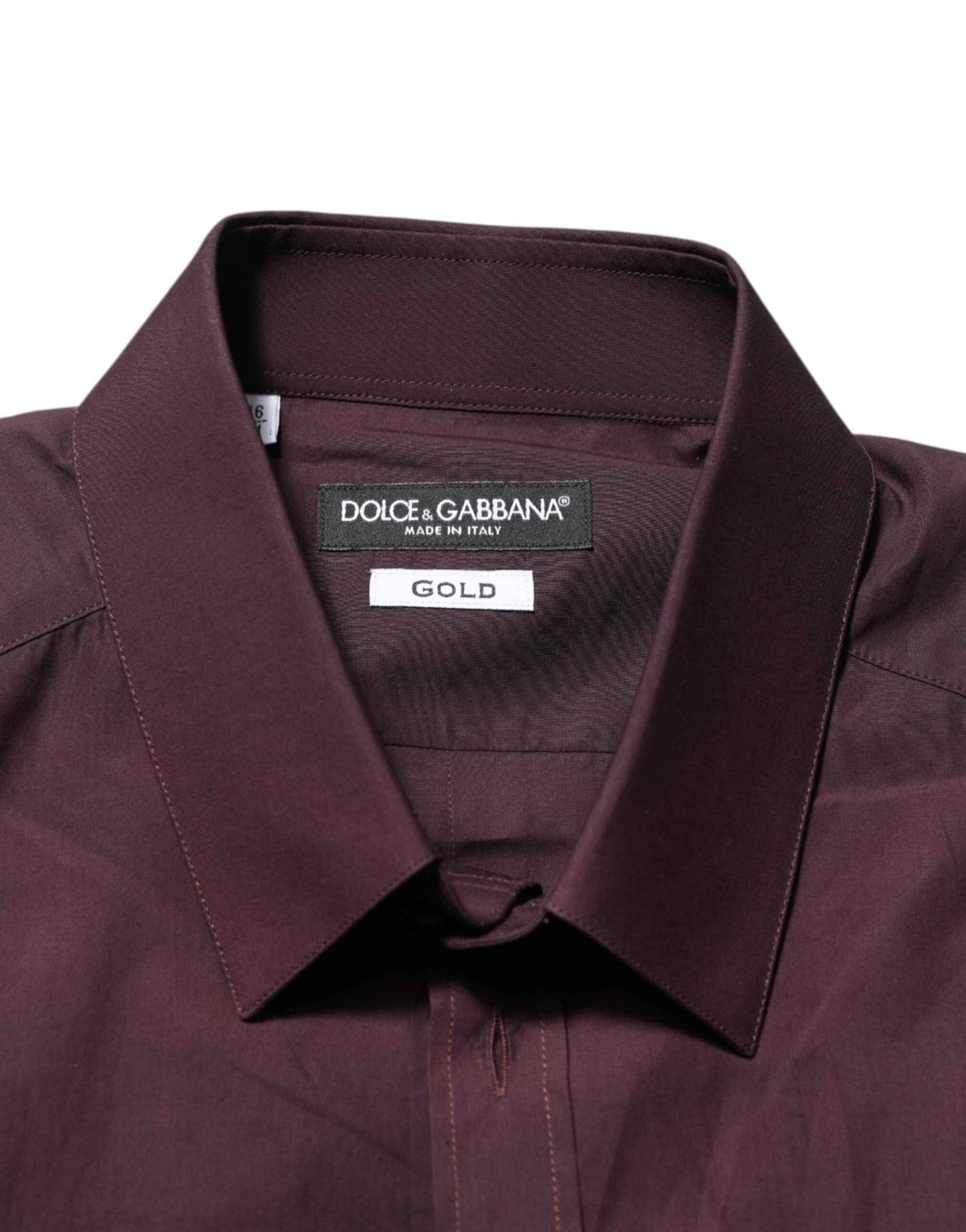 Dolce & Gabbana Maroon Cotton Collared GOLD Formal Dress Shirt by Dolce & Gabbana