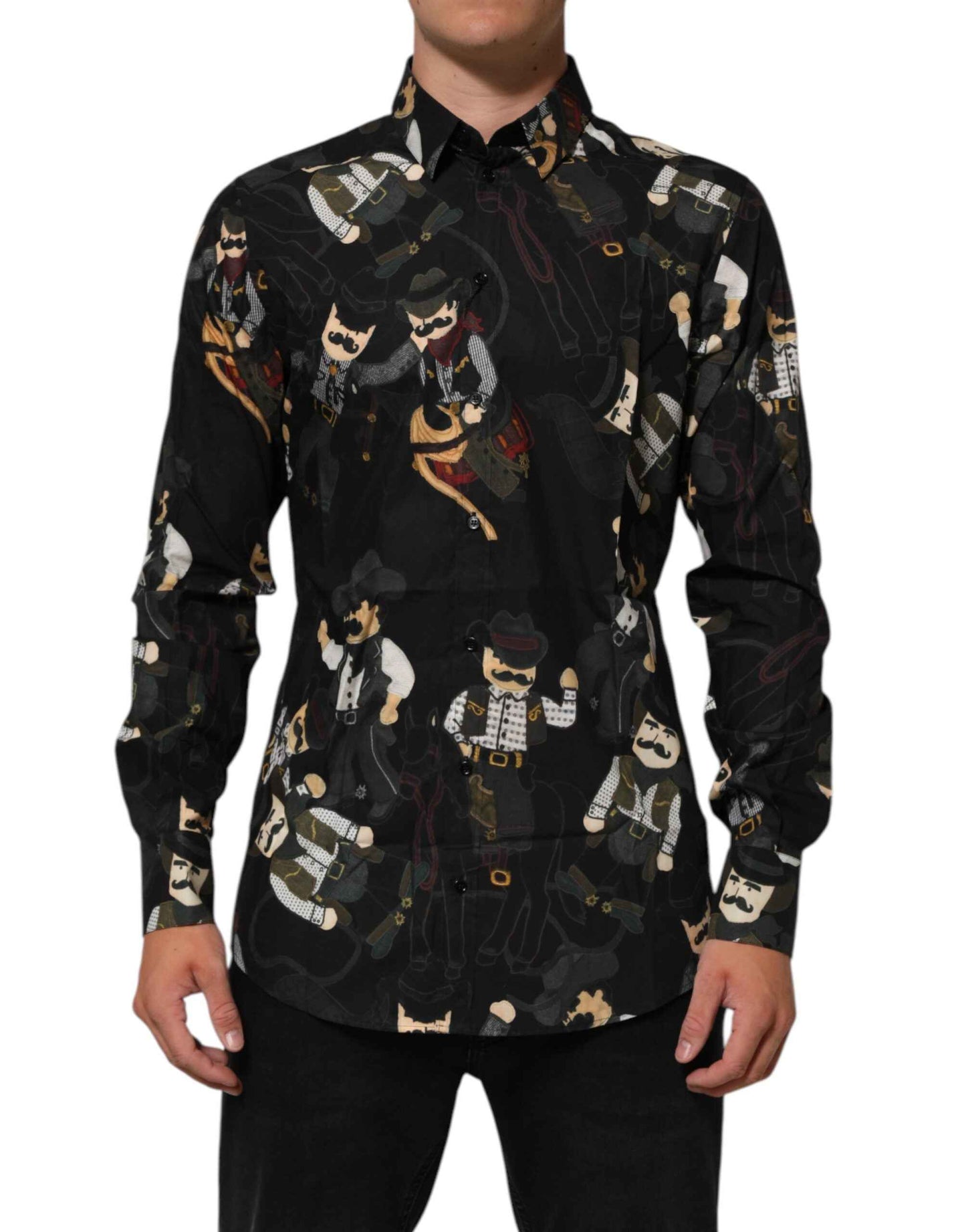 Dolce & Gabbana Black Cowboy Collared GOLD Formal Dress Shirt by Dolce & Gabbana