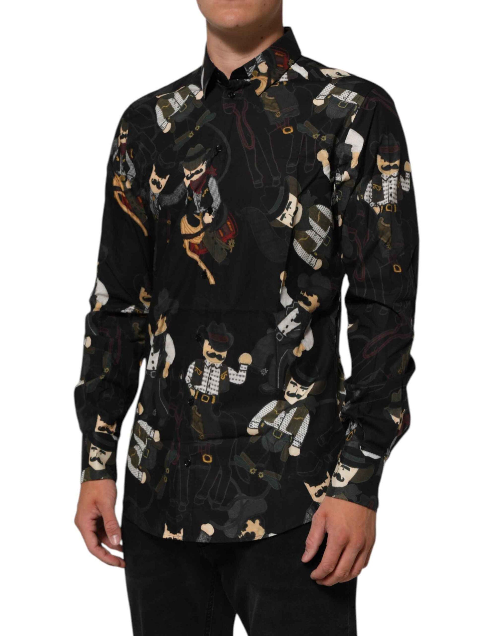 Dolce & Gabbana Black Cowboy Collared GOLD Formal Dress Shirt by Dolce & Gabbana