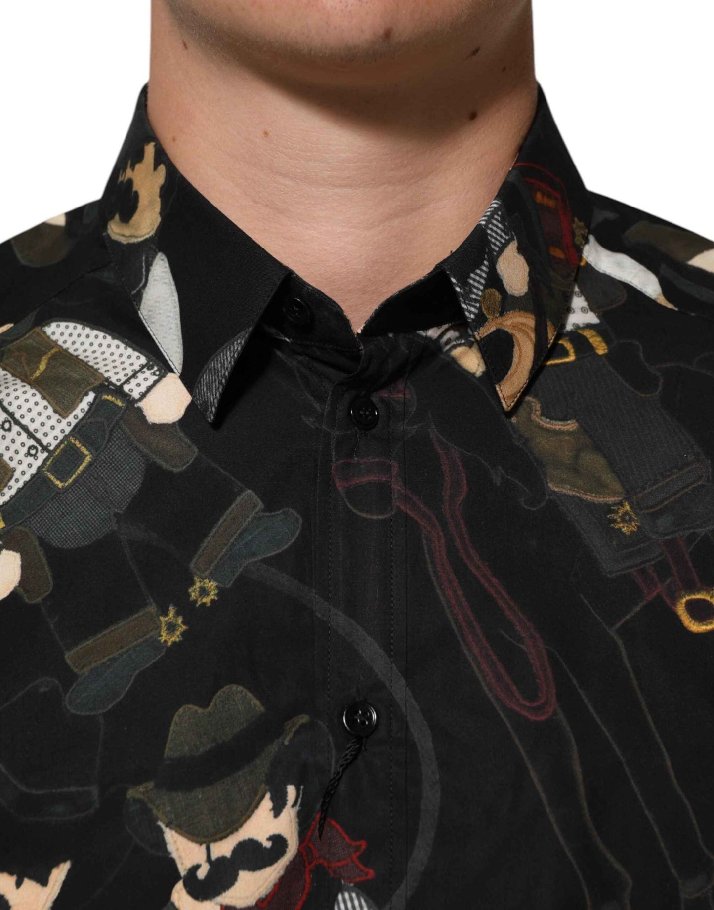Dolce & Gabbana Black Cowboy Collared GOLD Formal Dress Shirt by Dolce & Gabbana