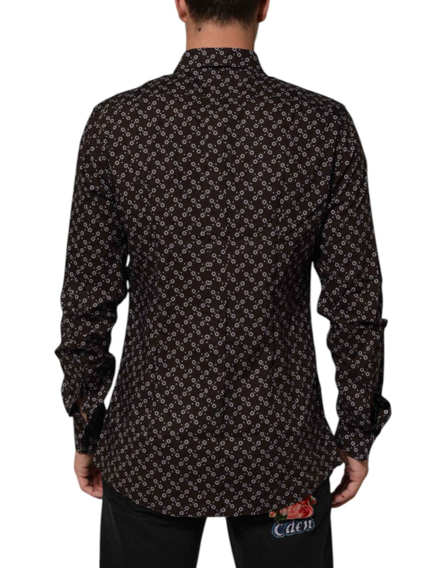 Dolce & Gabbana BrownFloral Collared GOLD Formal Dress Shirt by Dolce & Gabbana