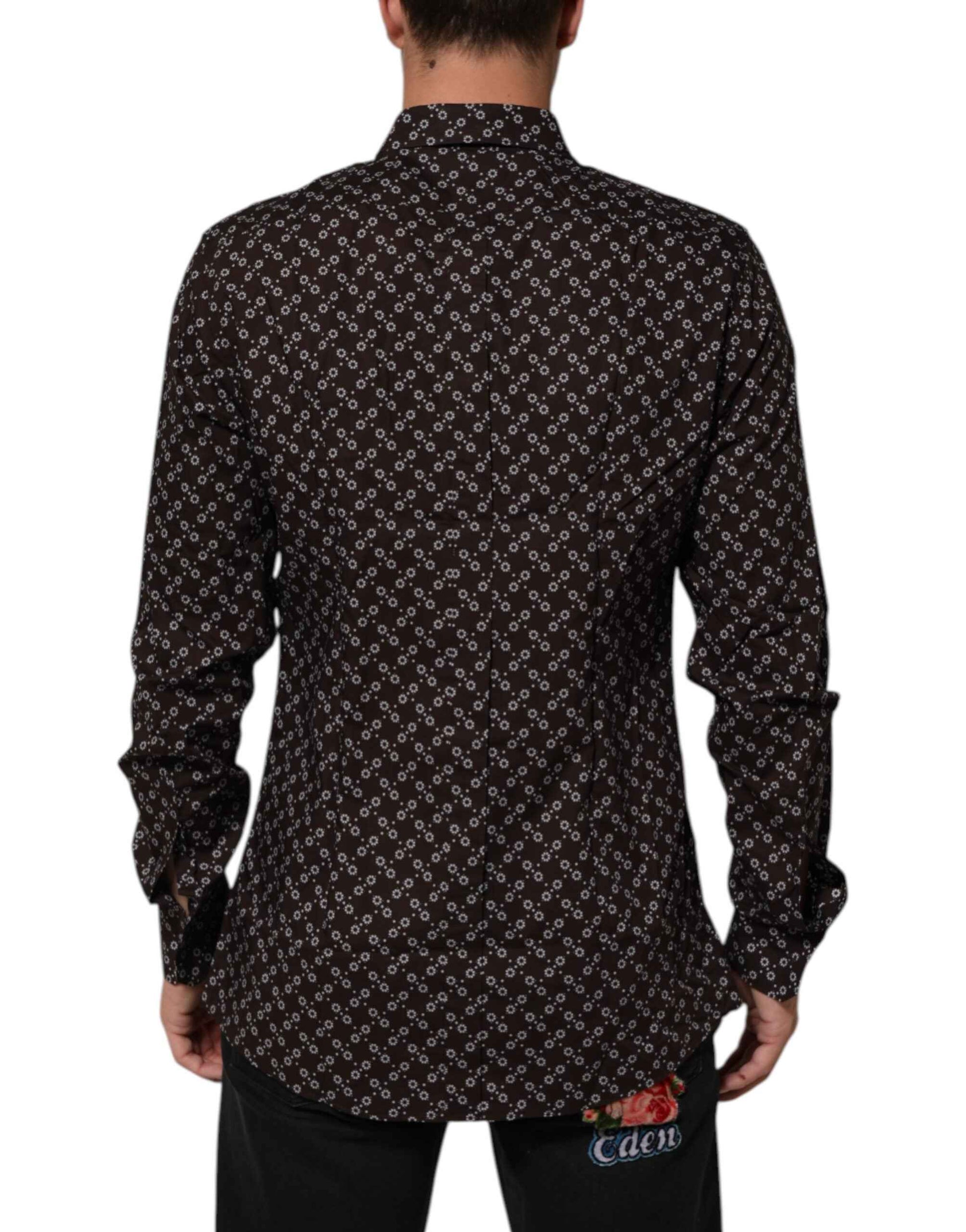 Dolce & Gabbana BrownFloral Collared GOLD Formal Dress Shirt by Dolce & Gabbana