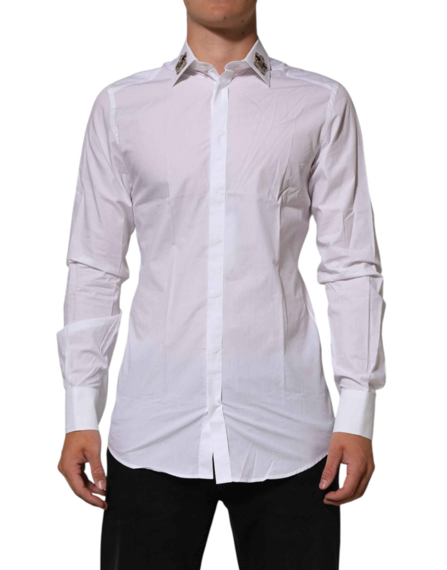 Dolce & Gabbana White Crown Collared GOLD Formal Dress Shirt by Dolce & Gabbana