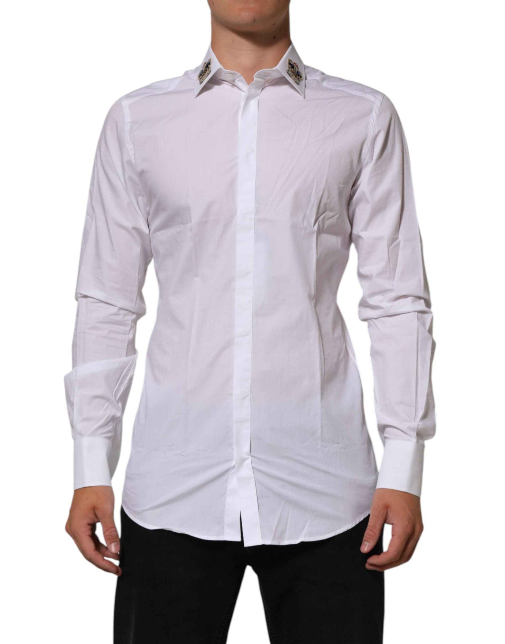 Dolce & Gabbana White Crown Collared GOLD Formal Dress Shirt by Dolce & Gabbana