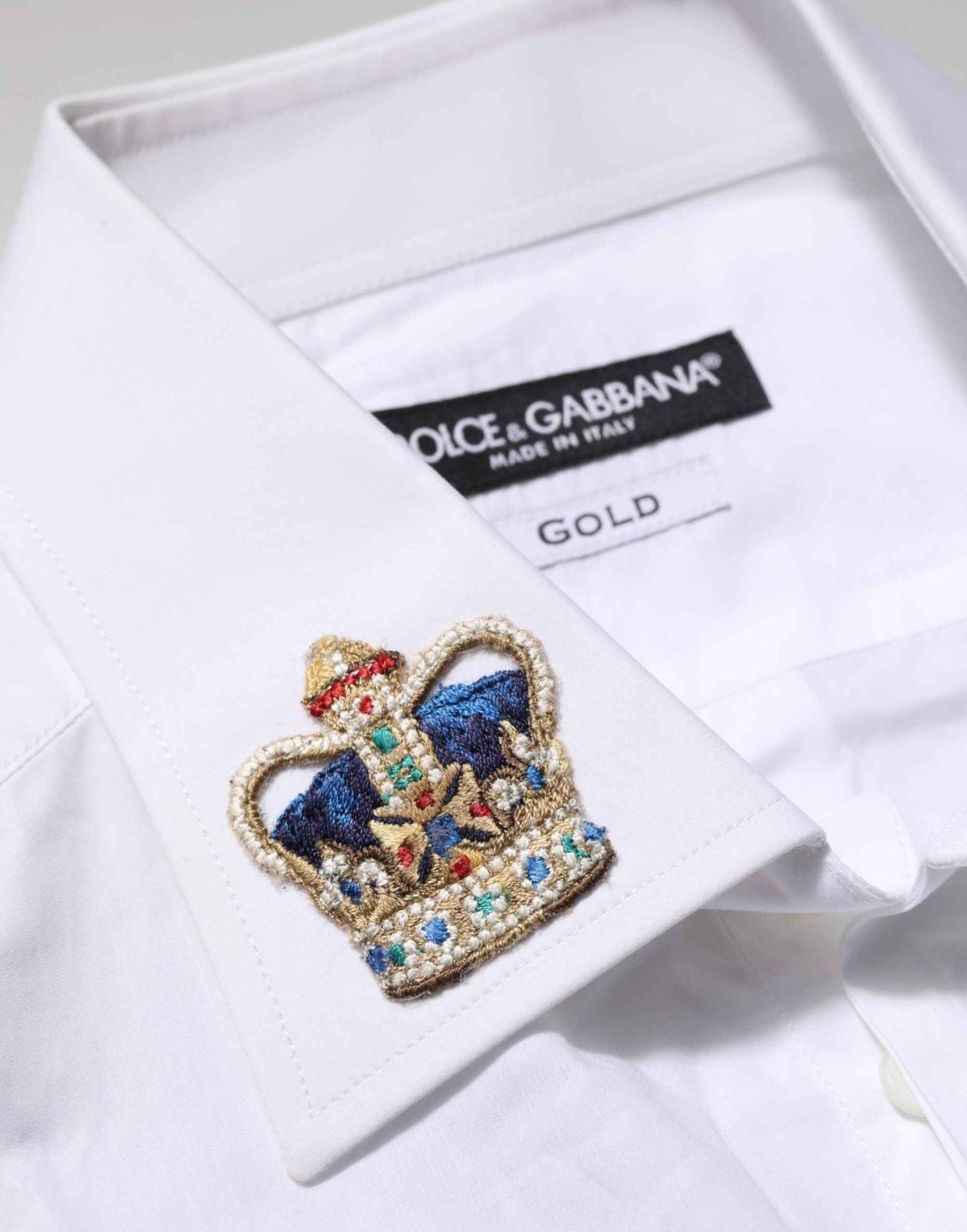 Dolce & Gabbana White Crown Collared GOLD Formal Dress Shirt by Dolce & Gabbana
