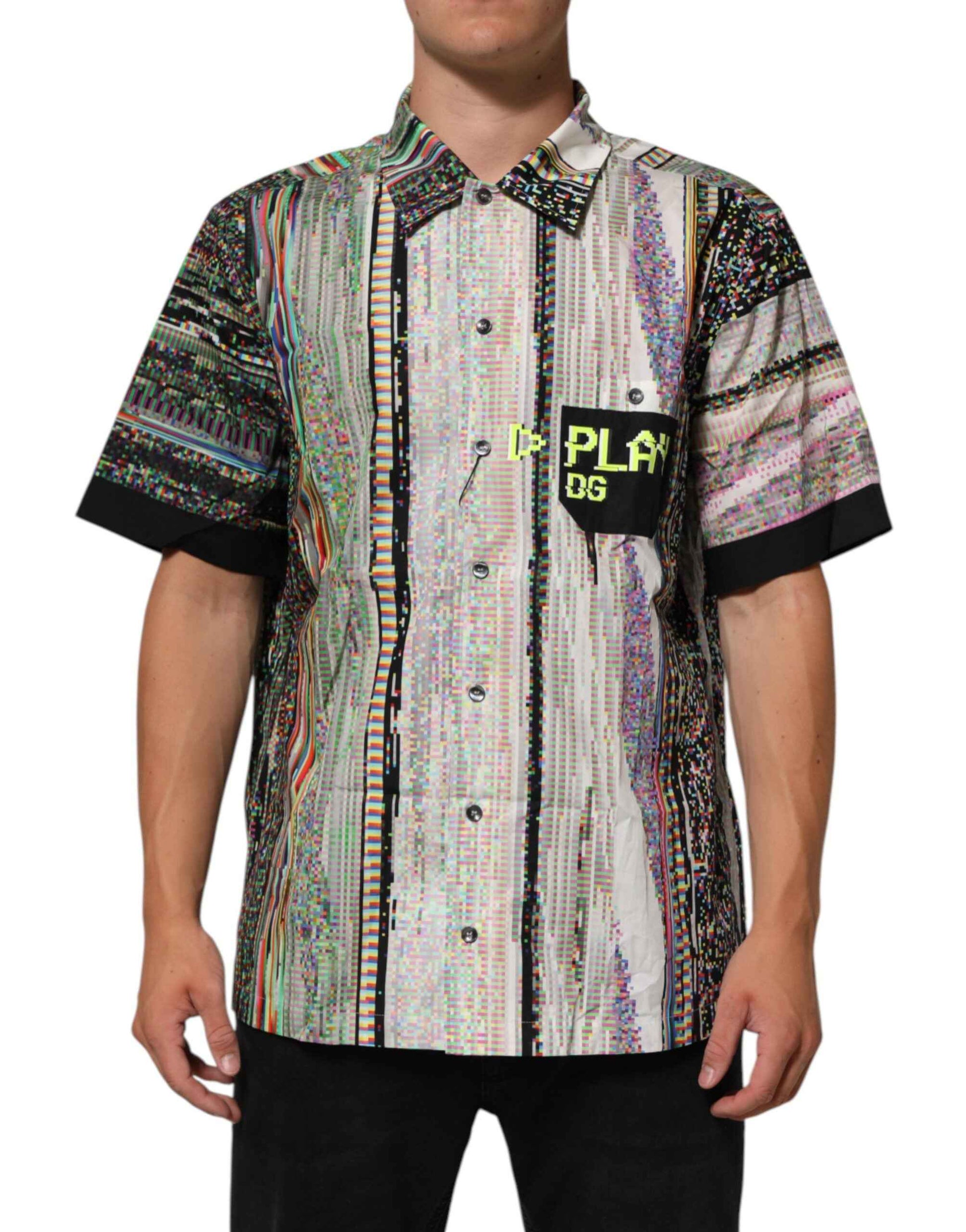 Dolce & Gabbana Multicolor Graphic Collared Casual Shirt by Dolce & Gabbana
