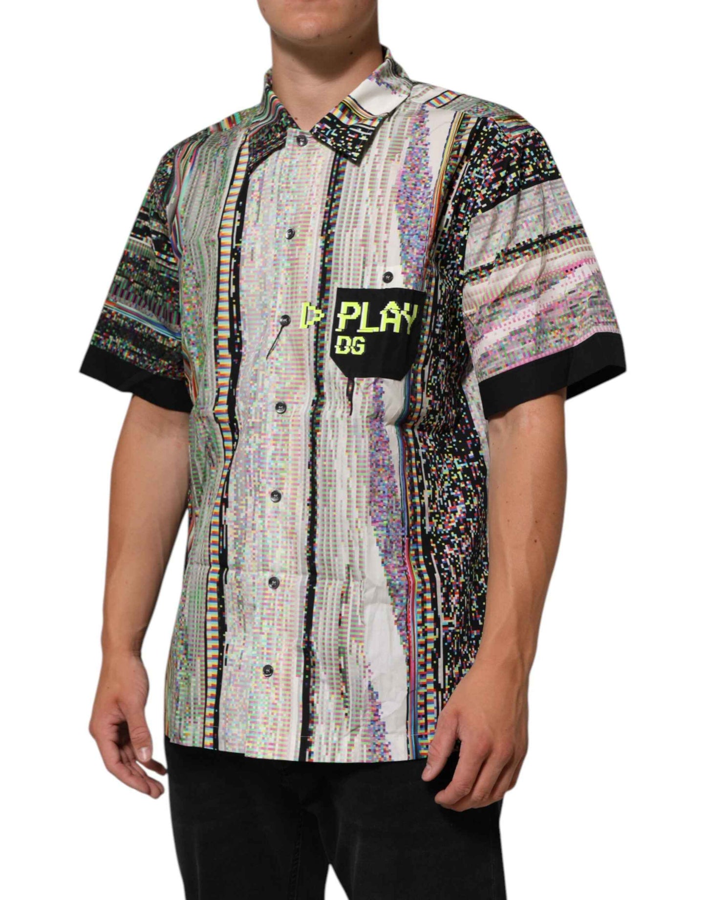 Dolce & Gabbana Multicolor Graphic Collared Casual Shirt by Dolce & Gabbana