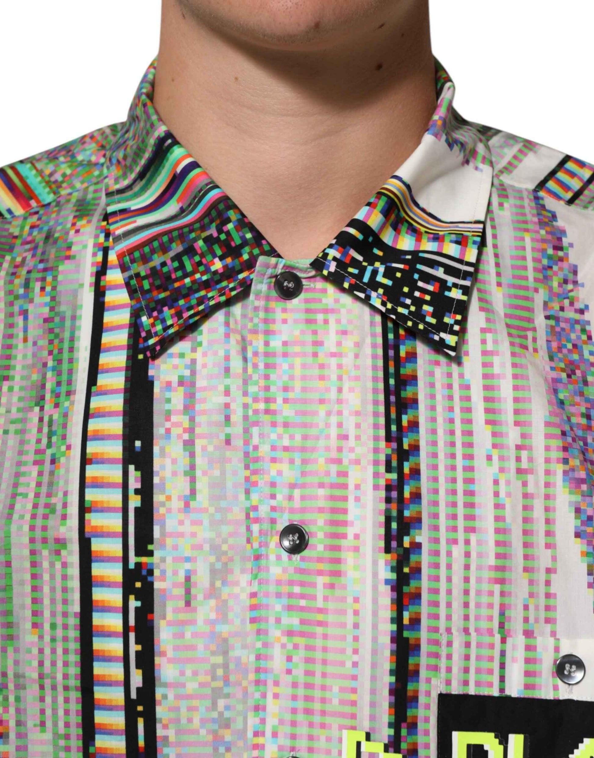 Dolce & Gabbana Multicolor Graphic Collared Casual Shirt by Dolce & Gabbana