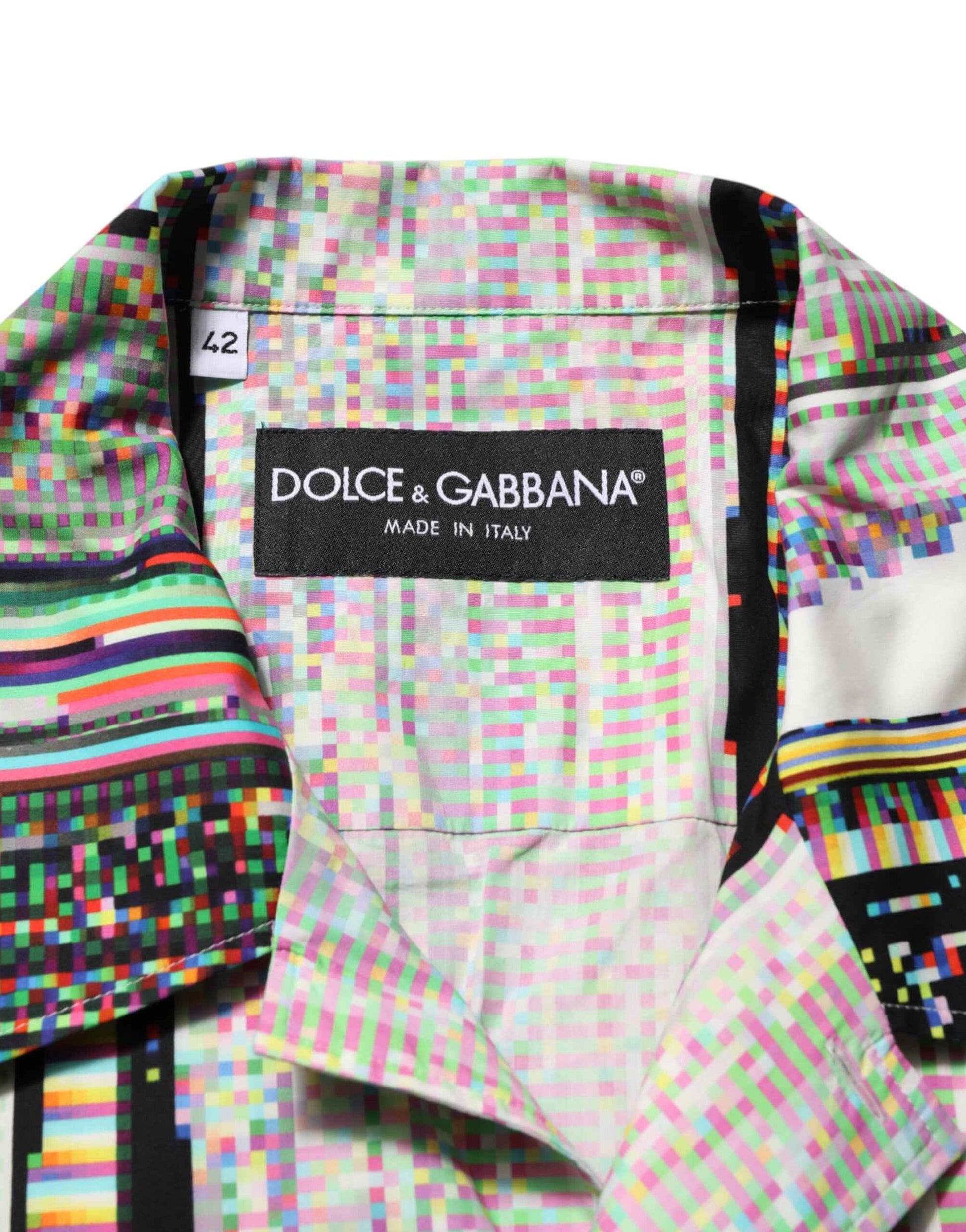 Dolce & Gabbana Multicolor Graphic Collared Casual Shirt by Dolce & Gabbana