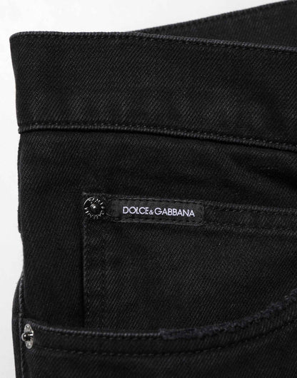 Dolce & Gabbana Black Cotton Regular Denim Men Trouser Jeans by Dolce & Gabbana