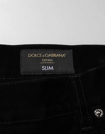 Dolce & Gabbana Black Cotton Slim Fit Denim Trouser Jeans by Dolce & Gabbana