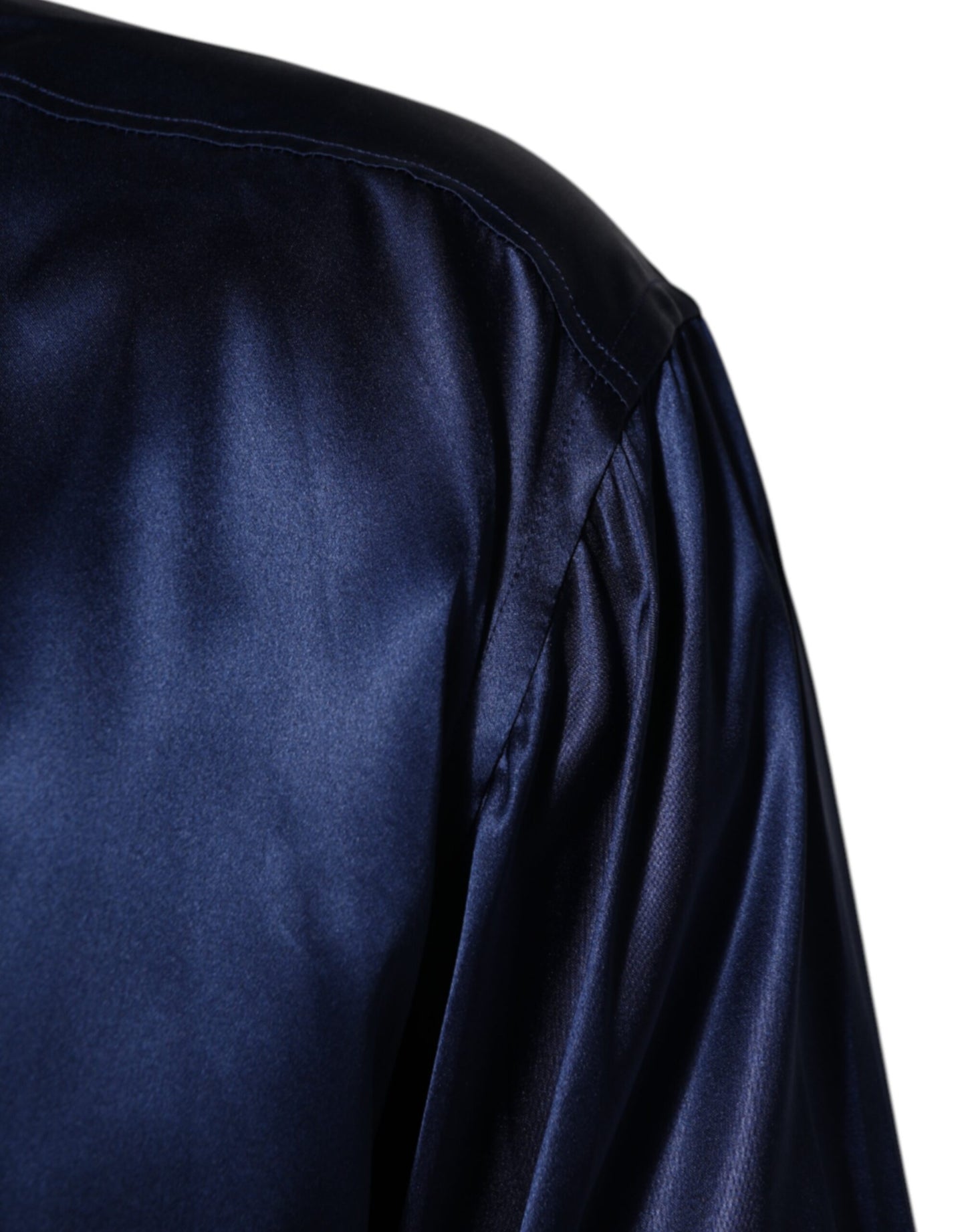 Dolce & Gabbana Blue Oversize Silk Satin Long Sleeves Shirt - from Dolce & Gabbana