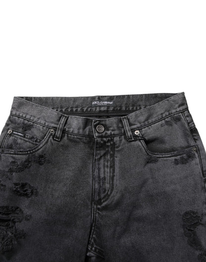 Dolce & Gabbana Black Tattered Skinny Cotton Men Denim Jeans - from Dolce & Gabbana