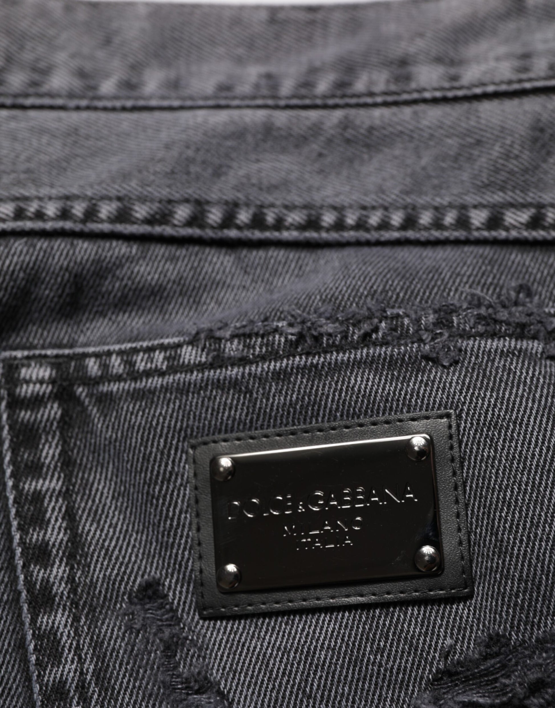 Dolce & Gabbana Black Tattered Skinny Cotton Men Denim Jeans - from Dolce & Gabbana
