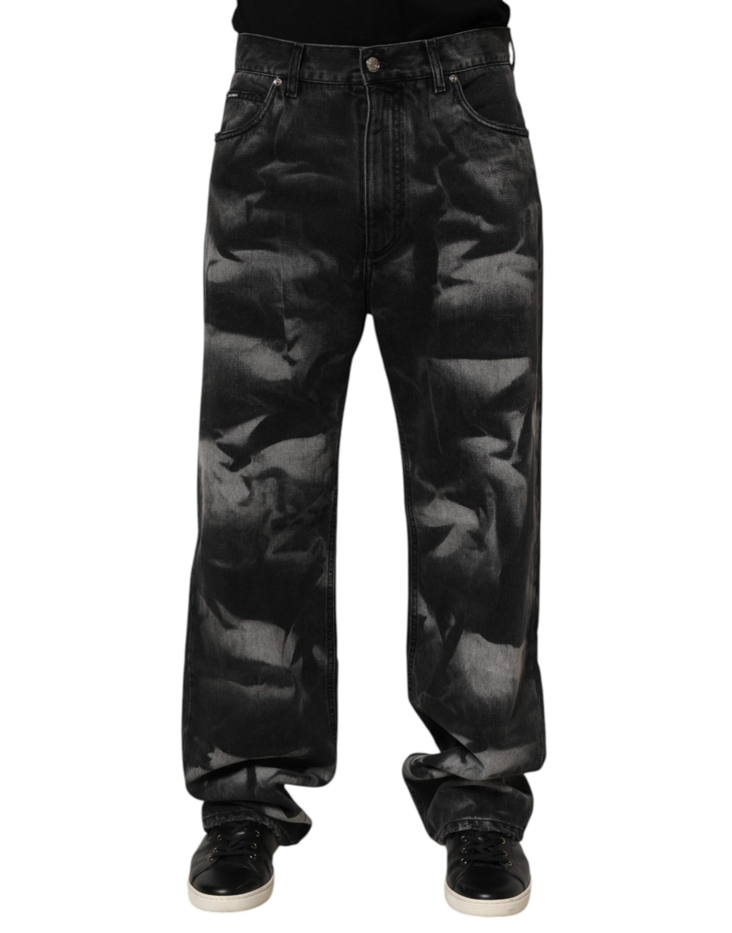 Dolce & Gabbana Black Marbled Effect Straight Men Denim Jeans - from Dolce & Gabbana