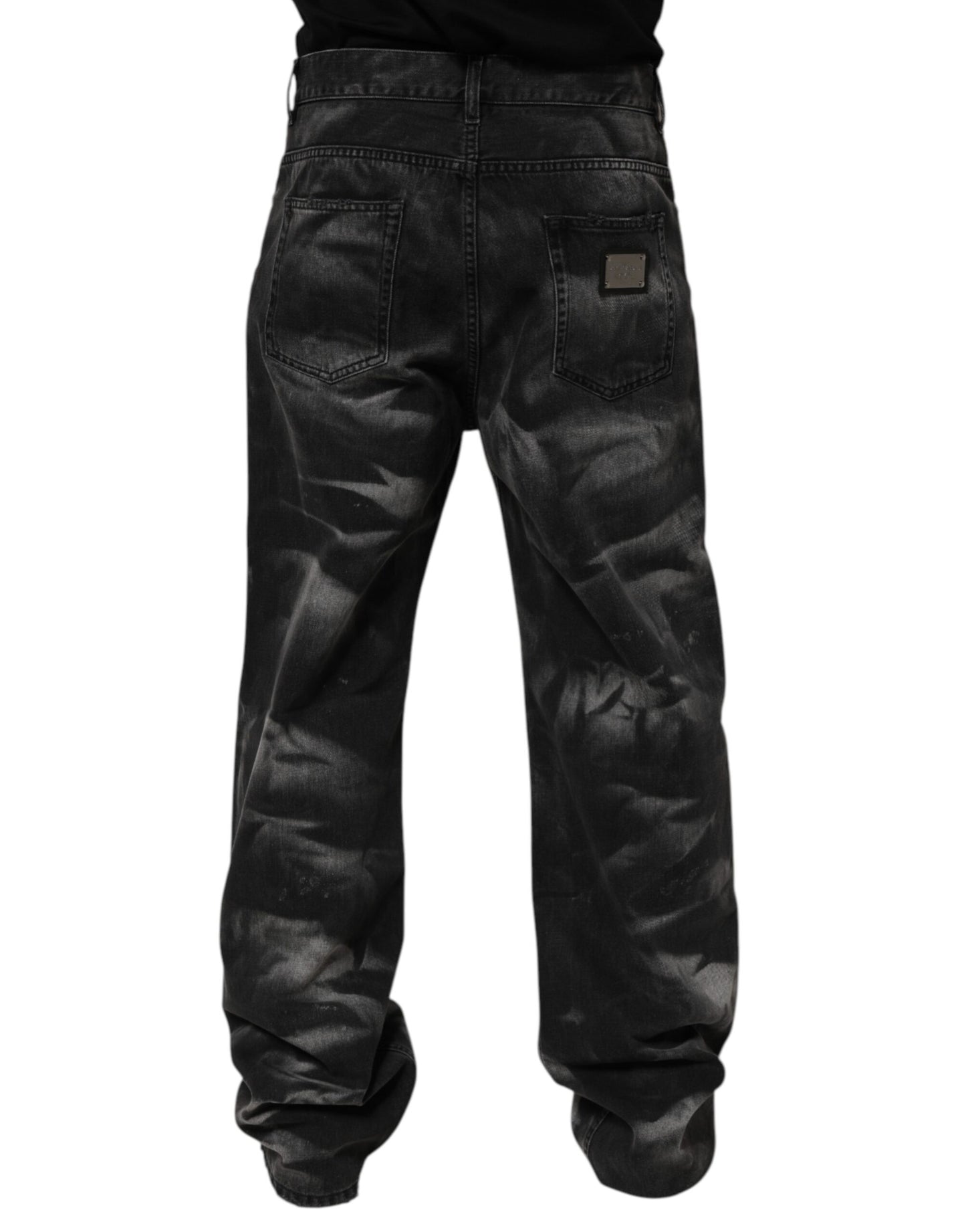 Dolce & Gabbana Black Marbled Effect Straight Men Denim Jeans - from Dolce & Gabbana