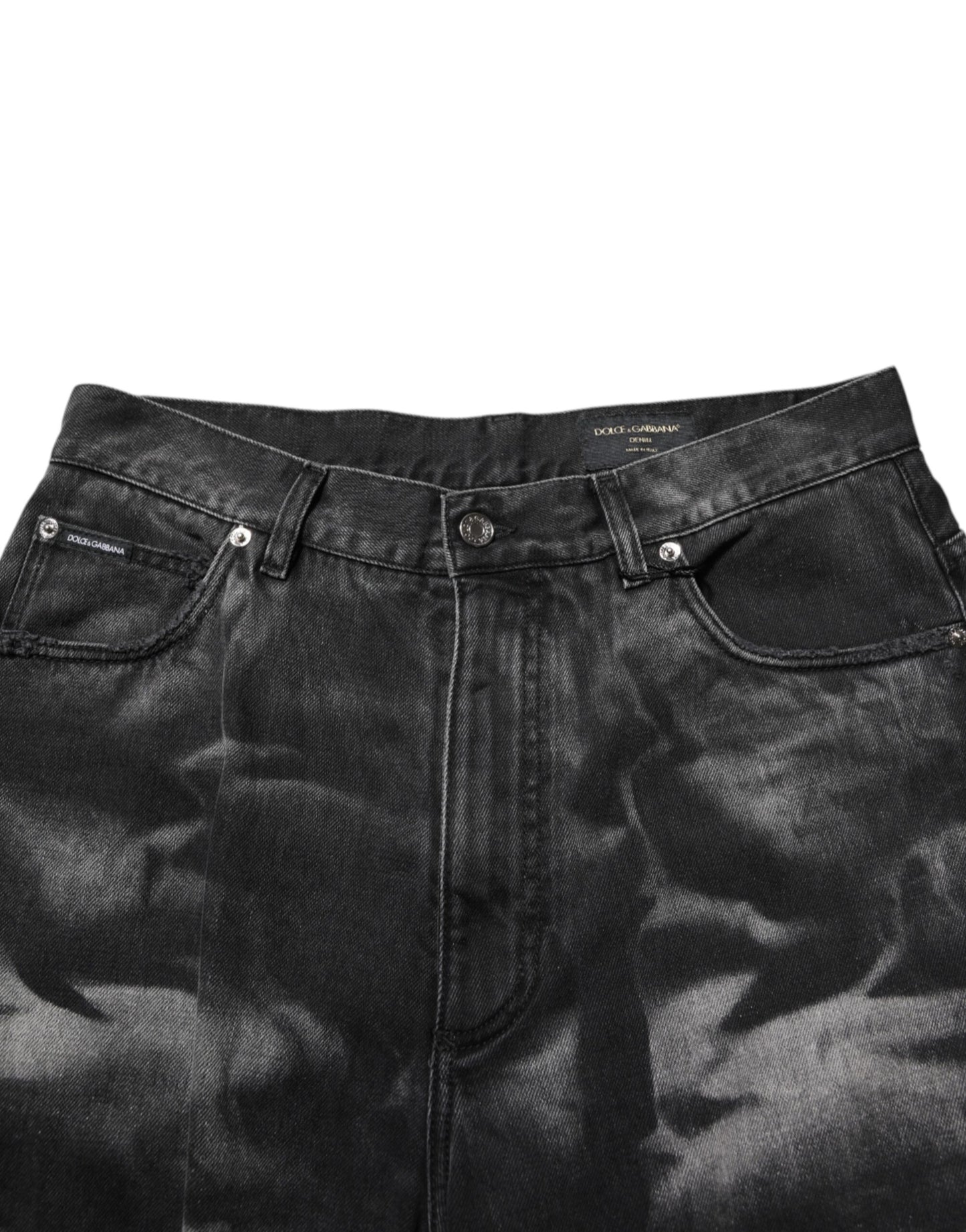 Dolce & Gabbana Black Marbled Effect Straight Men Denim Jeans - from Dolce & Gabbana