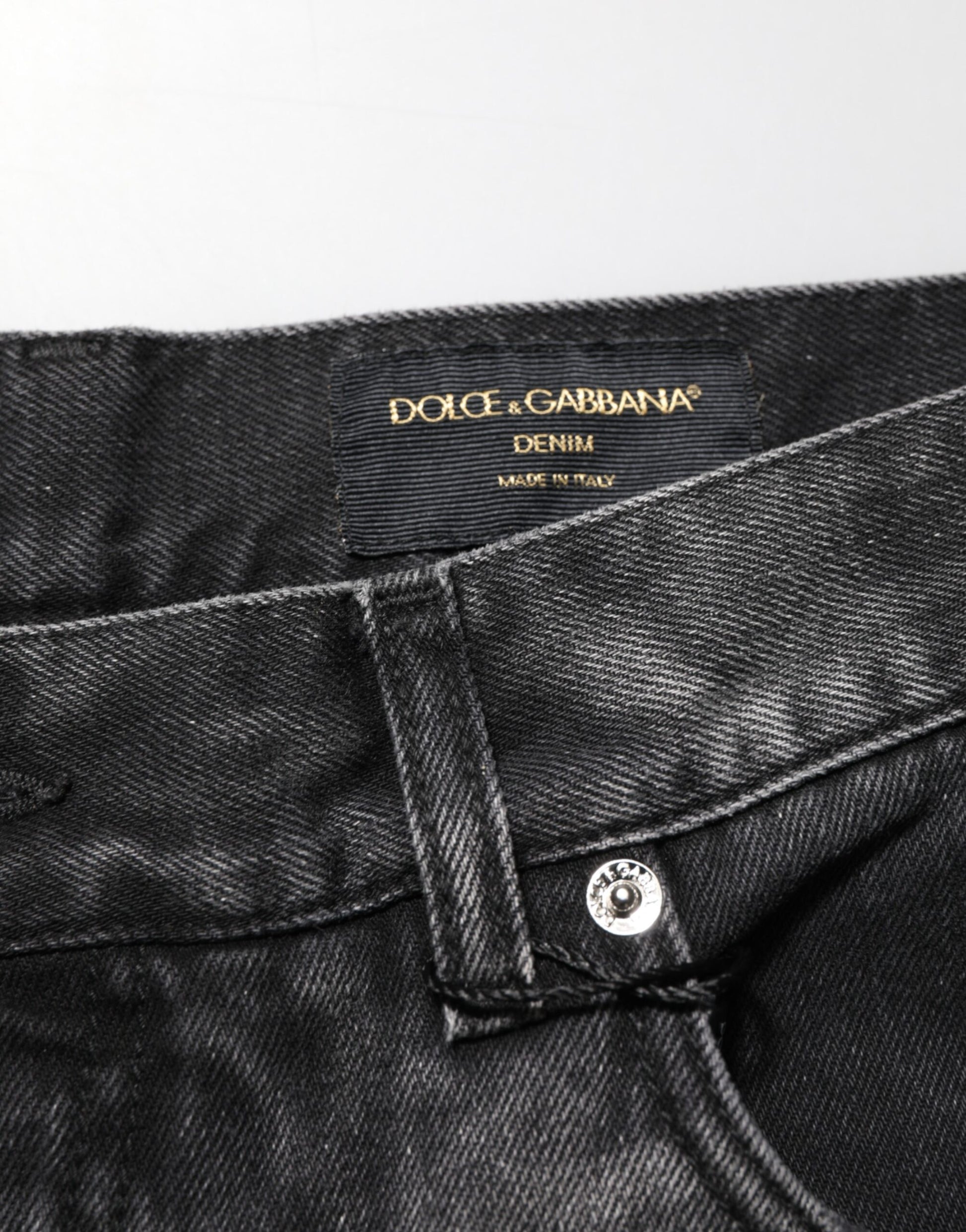 Dolce & Gabbana Black Marbled Effect Straight Men Denim Jeans - from Dolce & Gabbana