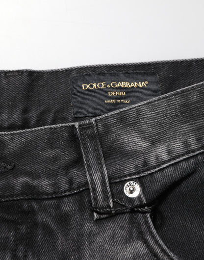 Dolce & Gabbana Black Marbled Effect Straight Men Denim Jeans - from Dolce & Gabbana