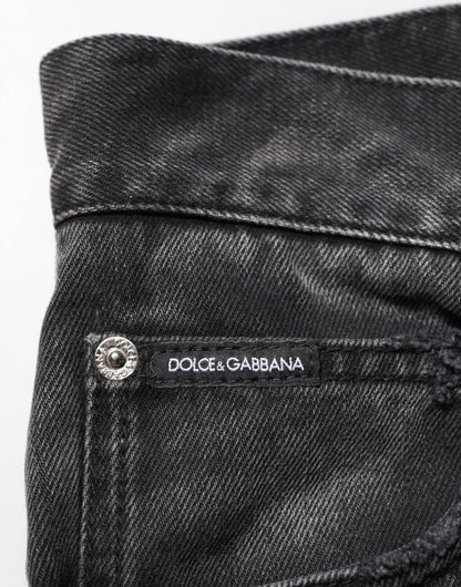 Dolce & Gabbana Black Marbled Effect Straight Men Denim Jeans - from Dolce & Gabbana