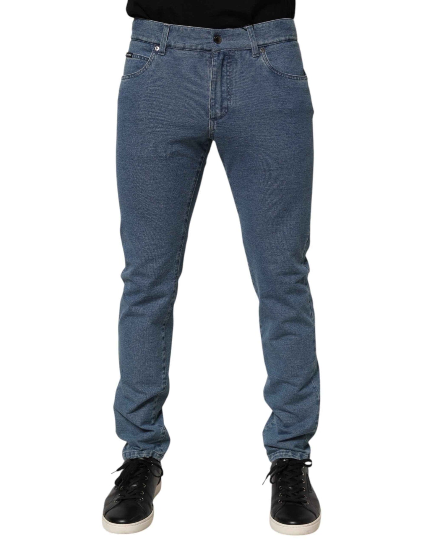 Dolce & Gabbana Blue Cotton Stretch Slim Fit Men Denim Jeans by Dolce & Gabbana