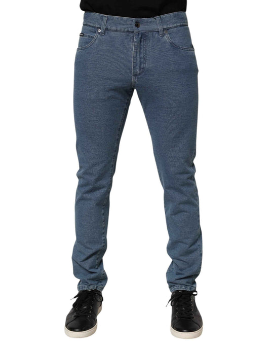 Dolce & Gabbana Blue Cotton Stretch Slim Fit Men Denim Jeans by Dolce & Gabbana