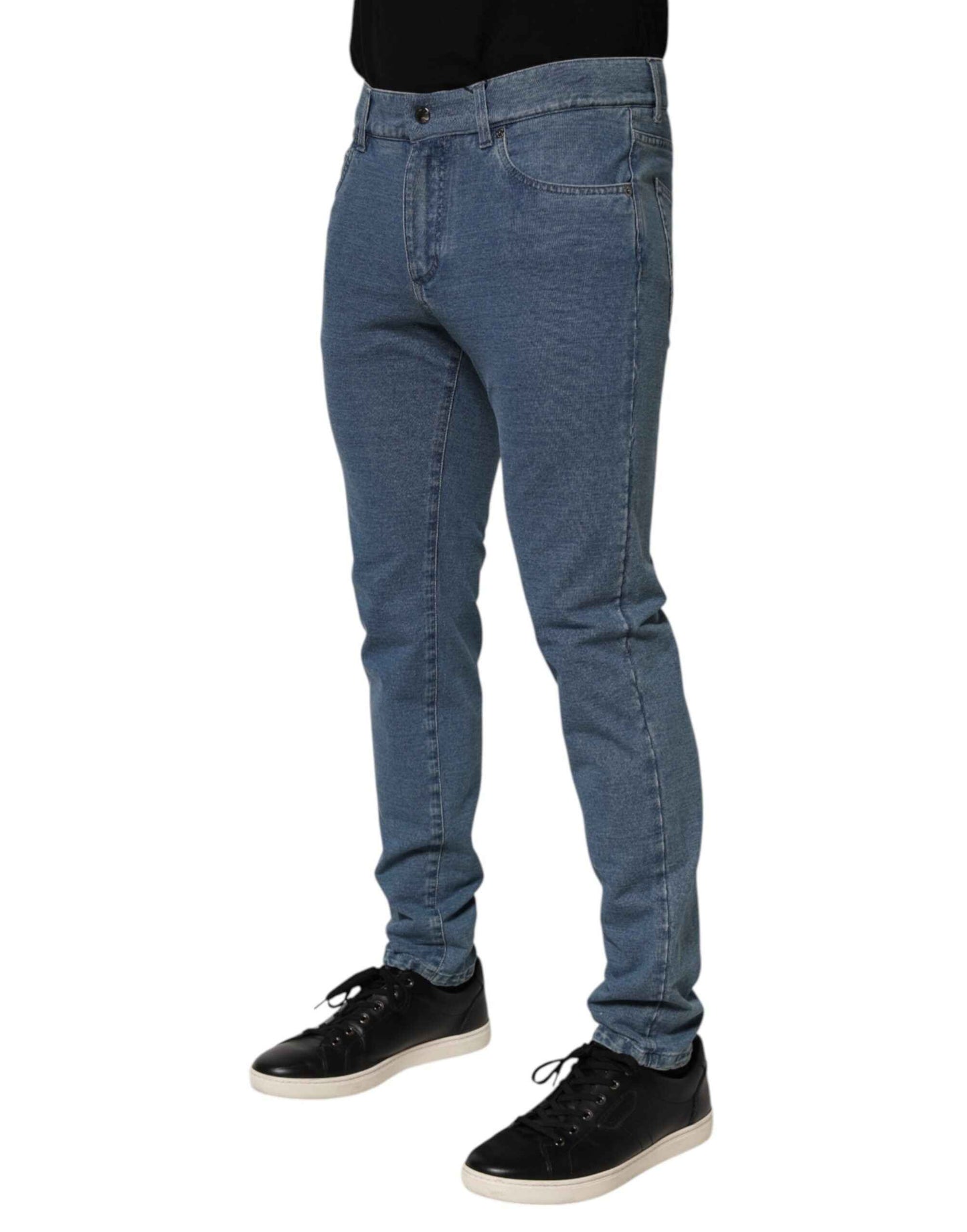 Dolce & Gabbana Blue Cotton Stretch Slim Fit Men Denim Jeans by Dolce & Gabbana