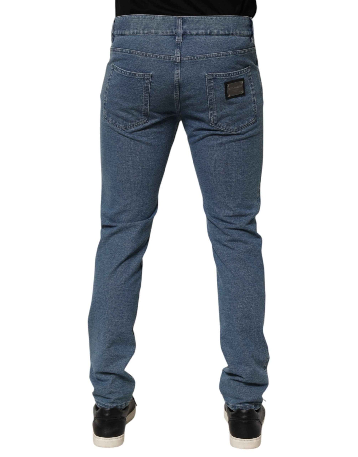 Dolce & Gabbana Blue Cotton Stretch Slim Fit Men Denim Jeans by Dolce & Gabbana