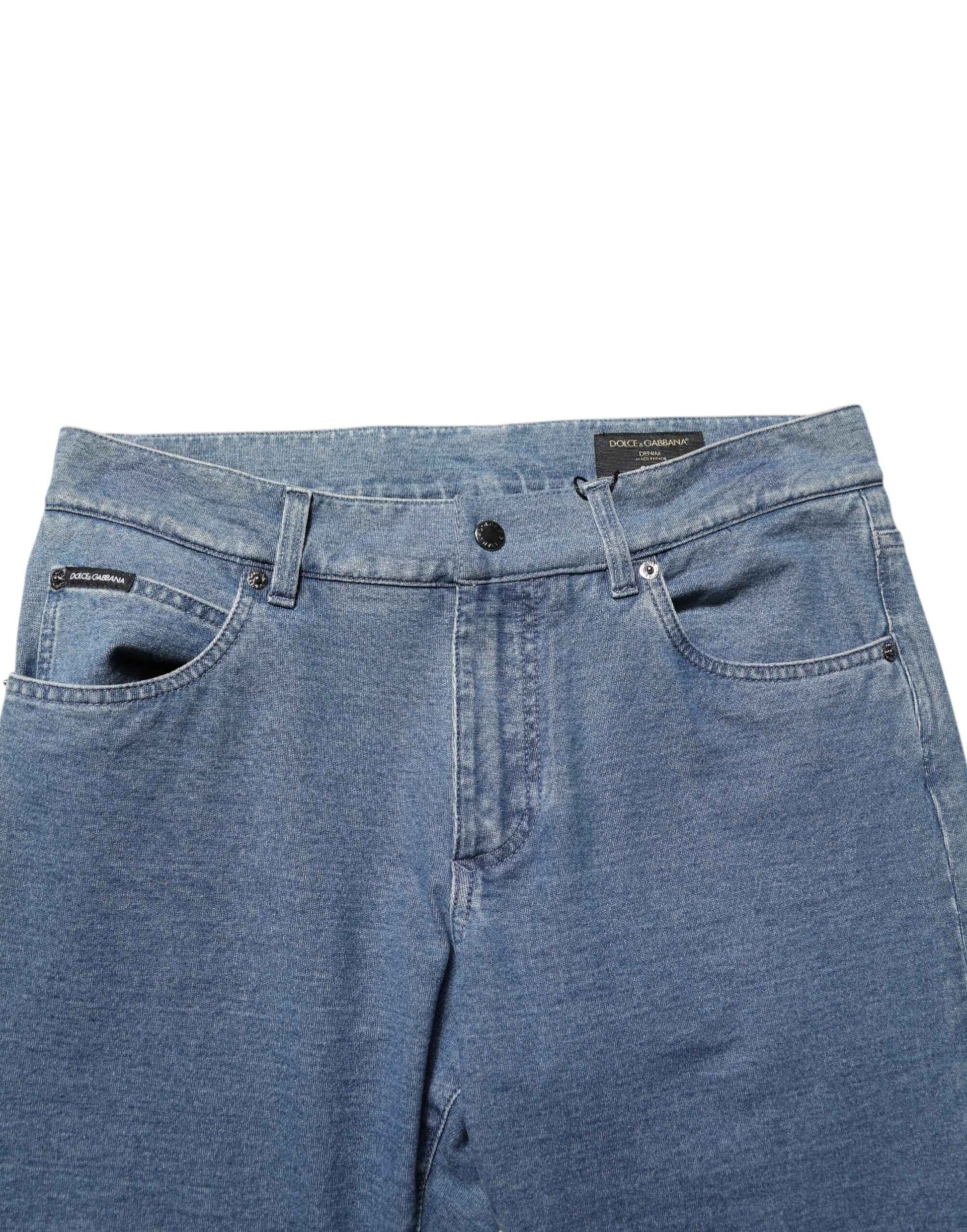 Dolce & Gabbana Blue Cotton Stretch Slim Fit Men Denim Jeans by Dolce & Gabbana