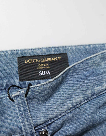 Dolce & Gabbana Blue Cotton Stretch Slim Fit Men Denim Jeans by Dolce & Gabbana