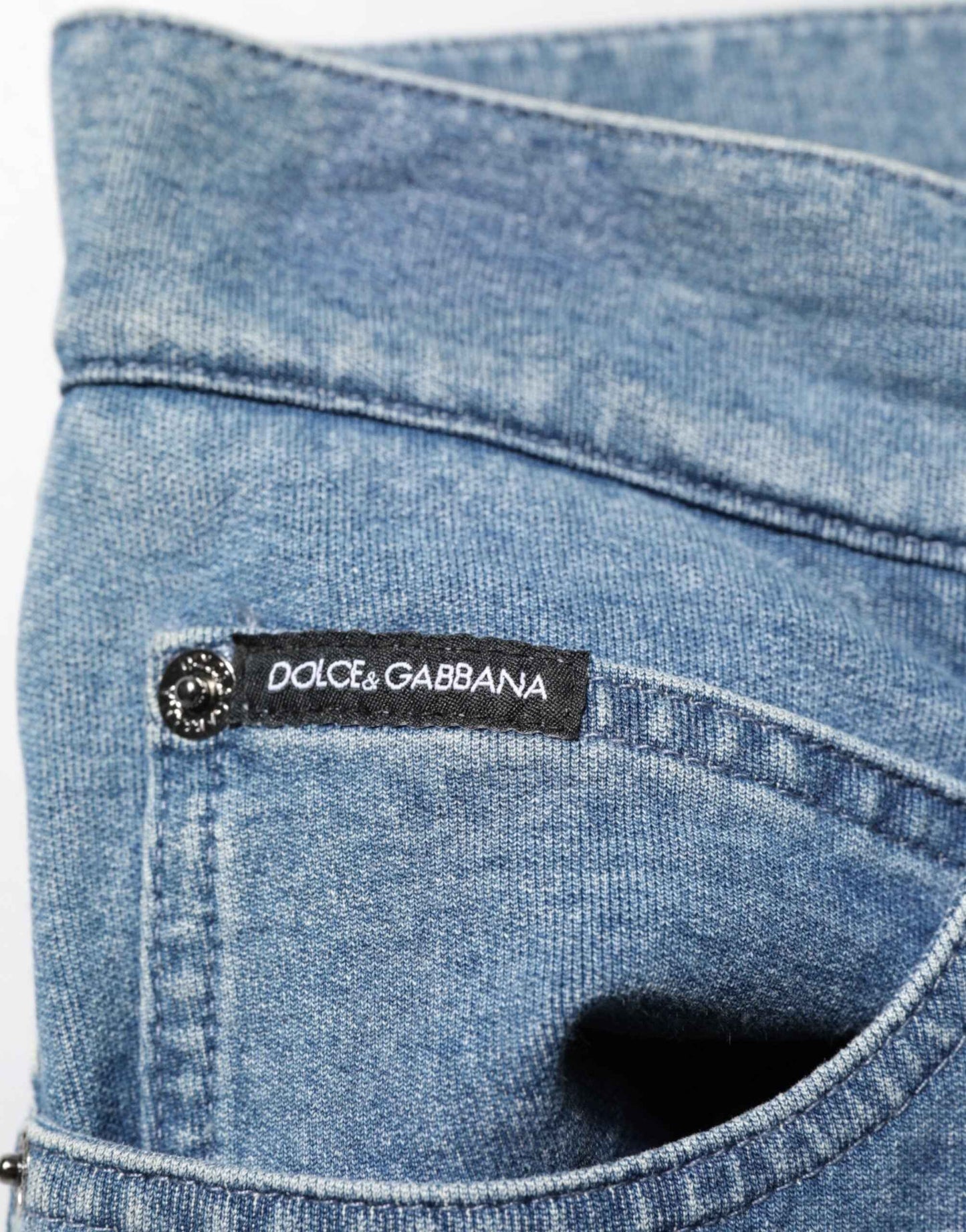 Dolce & Gabbana Blue Cotton Stretch Slim Fit Men Denim Jeans by Dolce & Gabbana